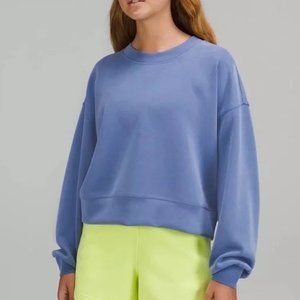 Lululemon Womens 4 Perfectly Oversized Cropped Crew Sweatshirt Pullover Blue